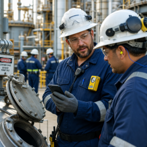 Intellipermit | Operational Safety Risk Management Software Two Operators Collaborating Over Mobile